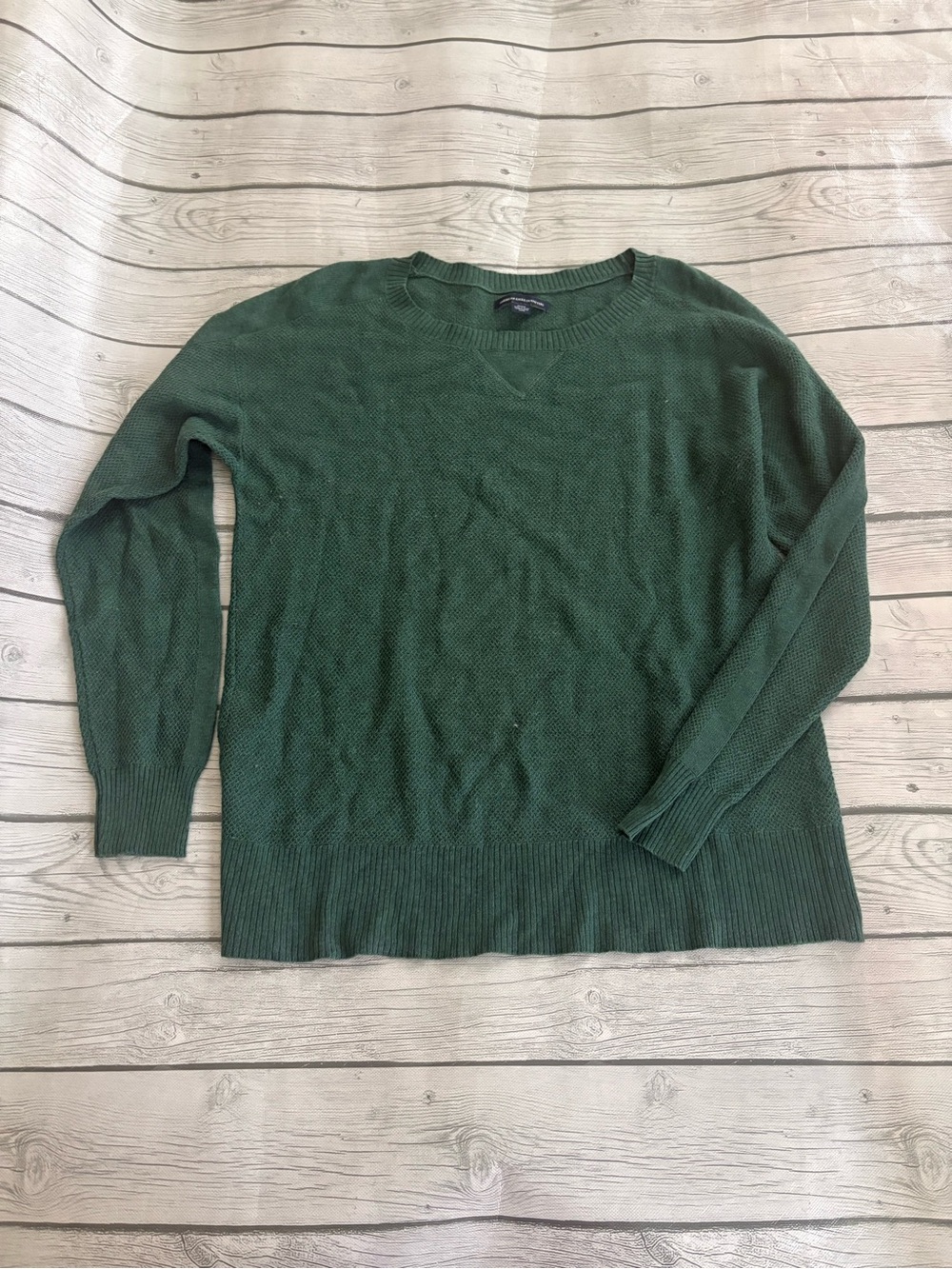 American Eagle Outfitters Men's Dark Green Crewneck Sweater